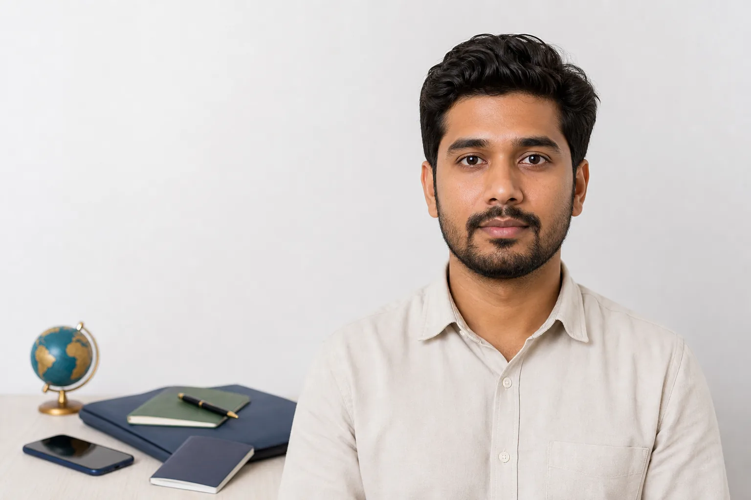 Traveller preparing a compliant Tanzania eVisa passport photograph against a plain background